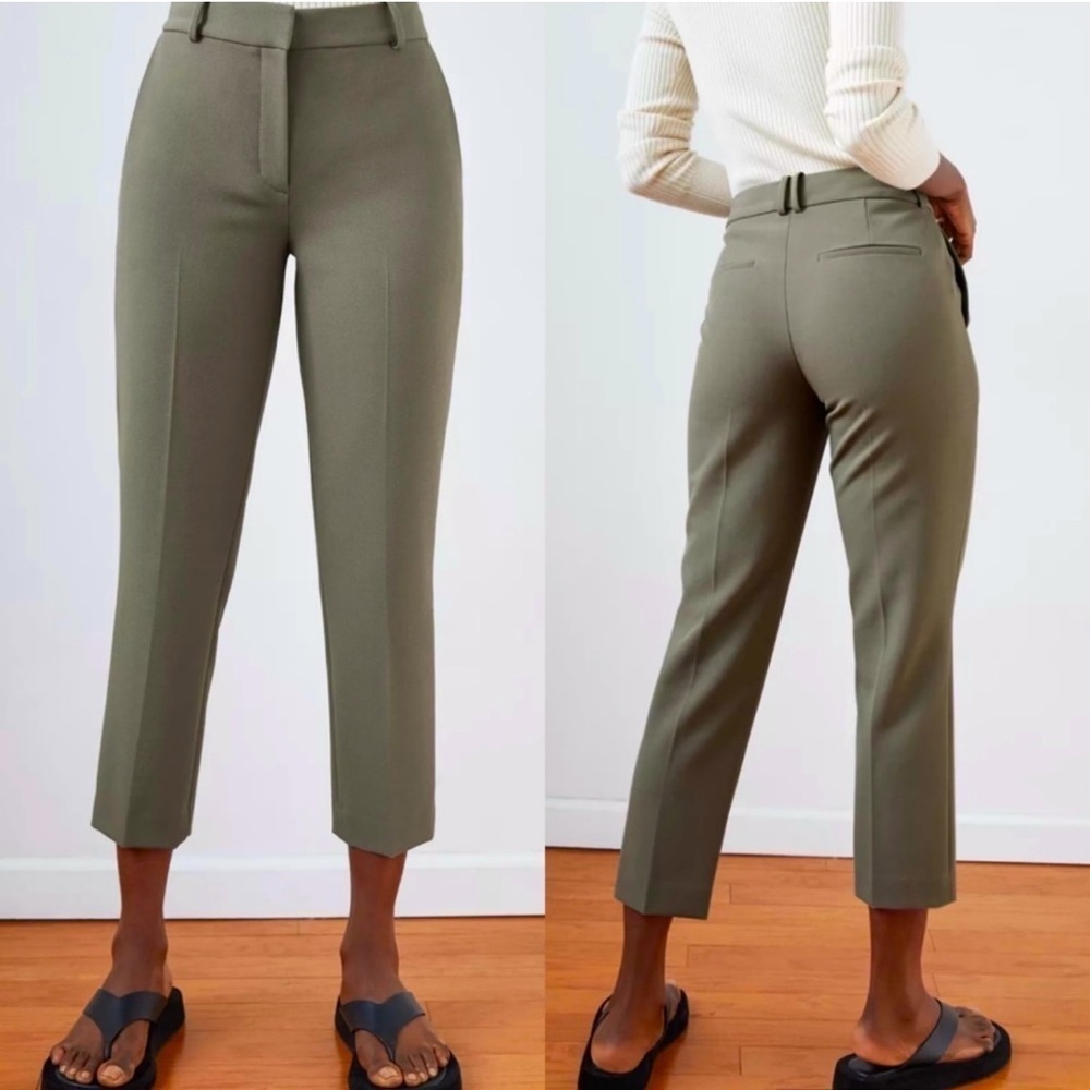 ARITZIA BABATON Classic Trouser Pants Olive Leaf Green 12